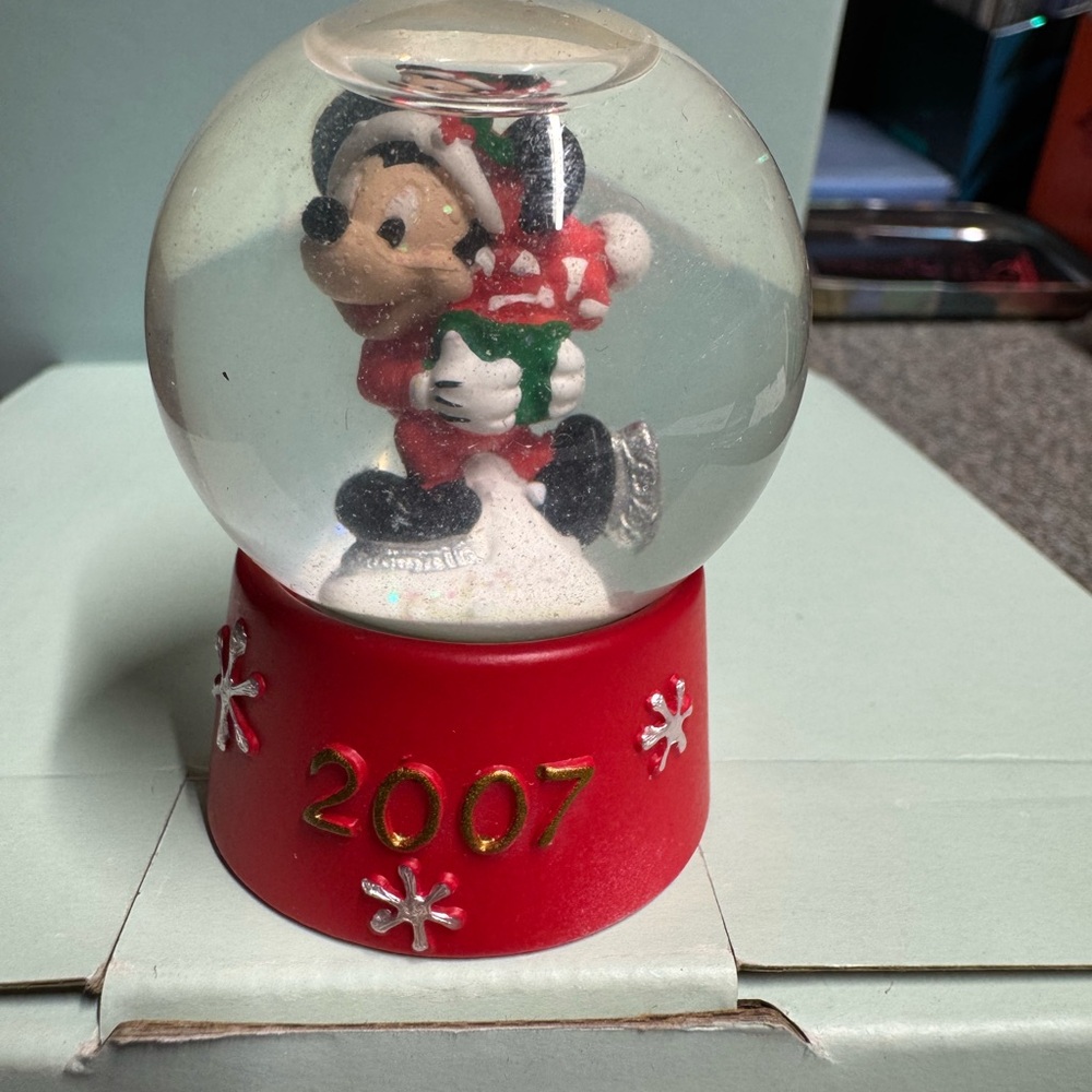 Disney Holiday Snow Globe Red and White Decor
